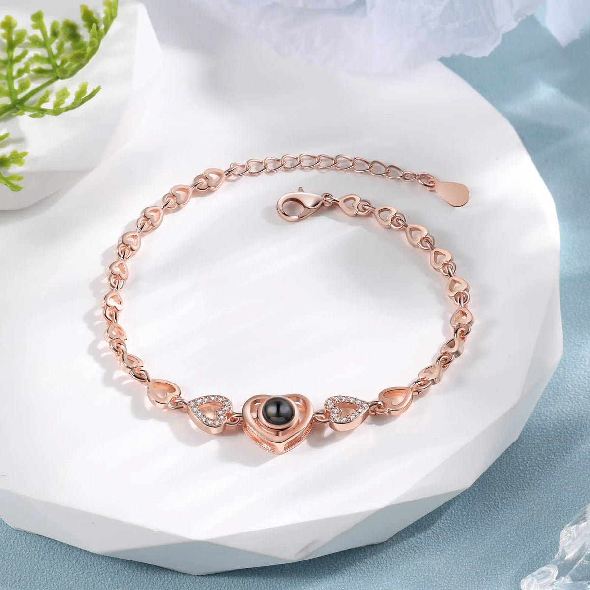 Bracelet Projection Chaîne Cœur Photo Cachée Personnalisé Cadeau Créatif pour Elle