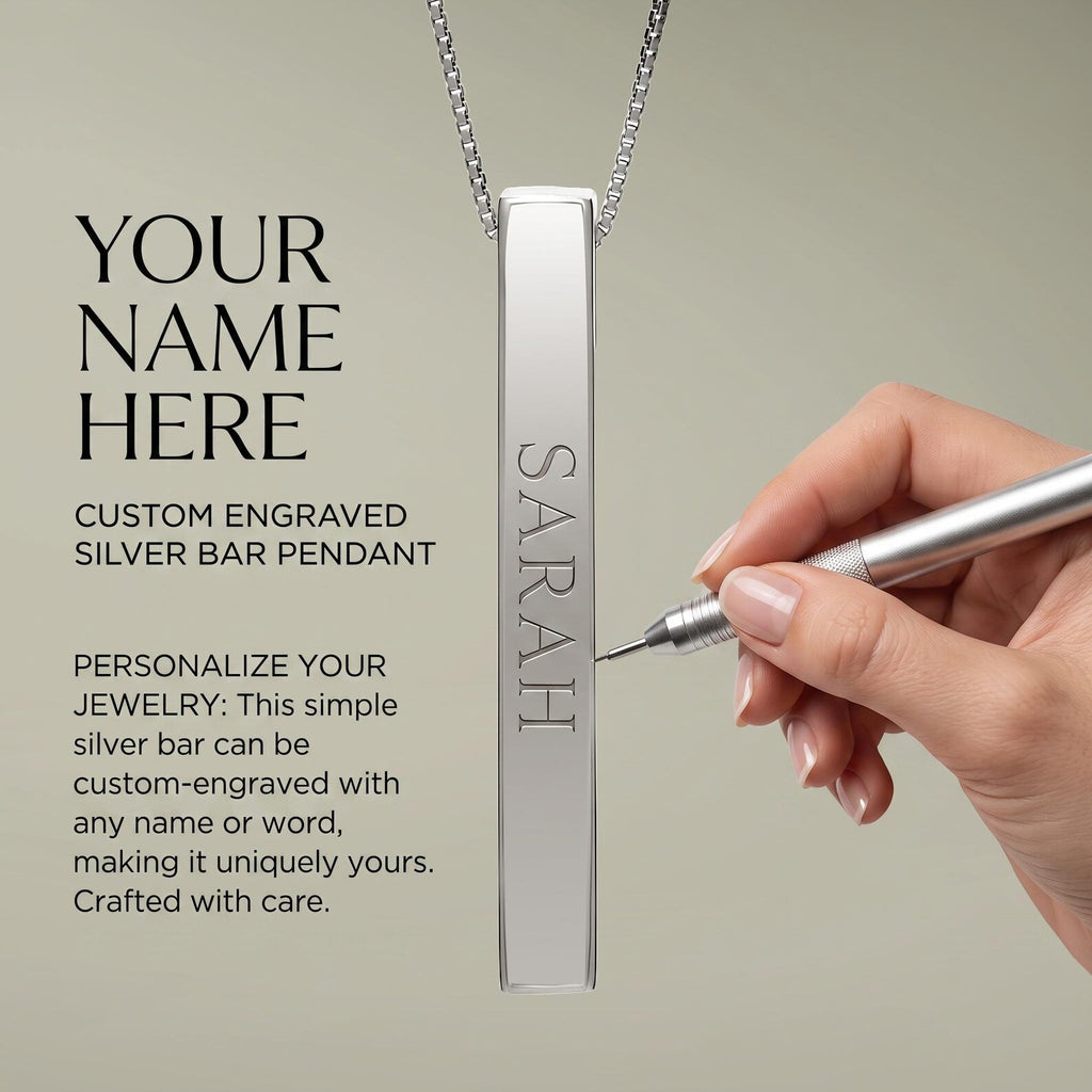 Collier personnalisé barre verticale prénom | Pendentif gravé en acier inoxydable
